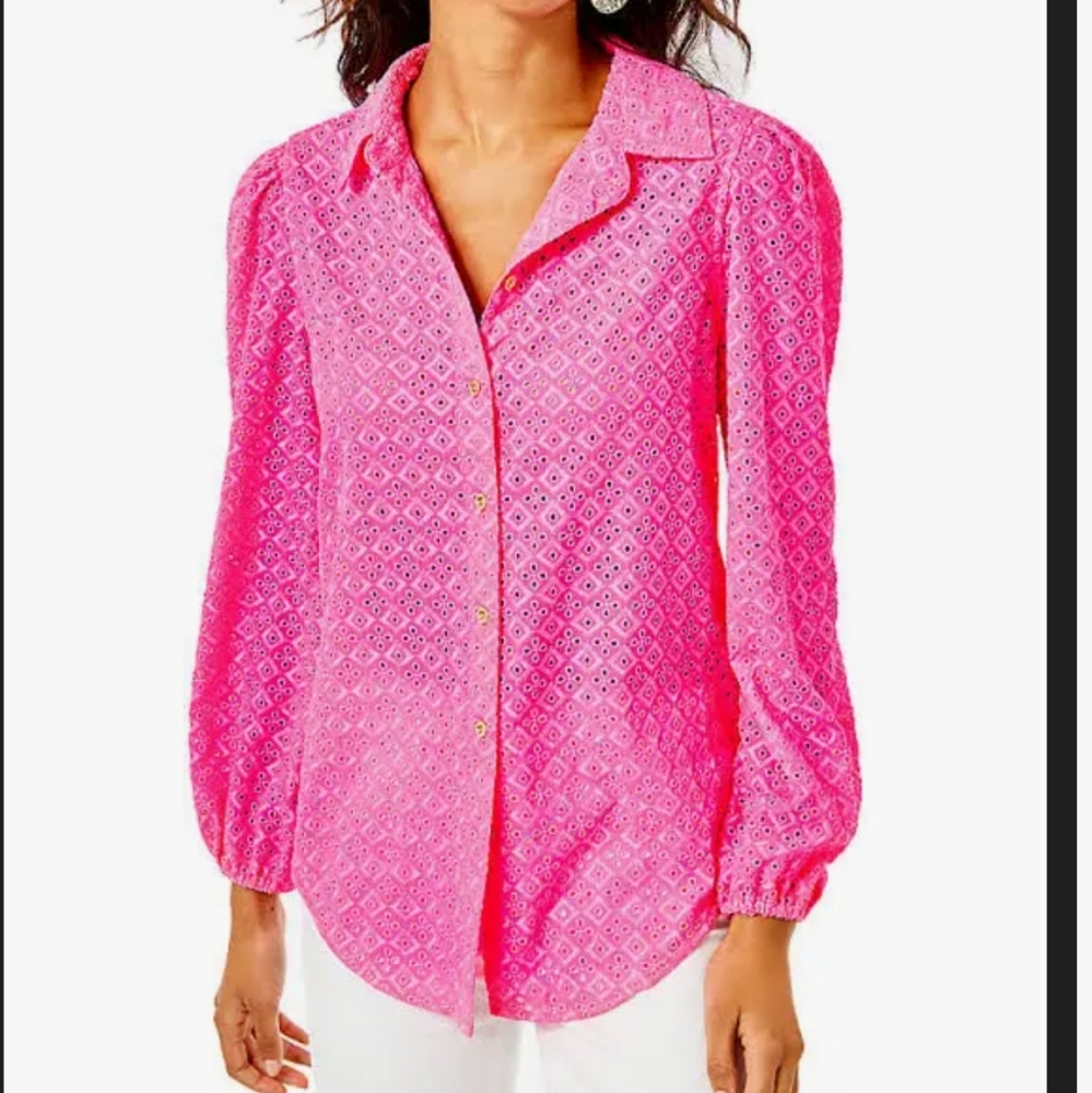 Lilly pulitzer button up short size large nwt